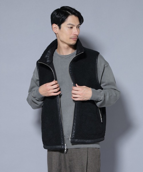 NANO universe（ナノユニバース）の「クラックフェイクムートンリバーシブルベスト（ベスト・メンズ・ブラック/ブラウン・M/L）」の14枚目の写真