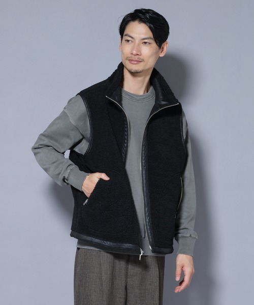 NANO universe（ナノユニバース）の「クラックフェイクムートンリバーシブルベスト（ベスト・メンズ・ブラック/ブラウン・M/L）」の13枚目の写真