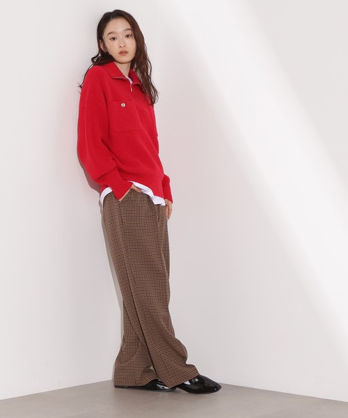 N.（N. Natural Beauty Basic）（エヌエヌナチュラルビューティーベーシック）の「ハーフジップオーバーニット（ニット/セーター・レディース・レッド/ネイビー/ベージュ・ﾌﾘ-）」の9枚目の写真