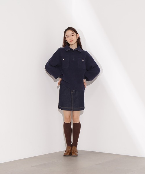 N.（N. Natural Beauty Basic）（エヌエヌナチュラルビューティーベーシック）の「ハーフジップオーバーニット（ニット/セーター・レディース・レッド/ネイビー/ベージュ・ﾌﾘ-）」の5枚目の写真