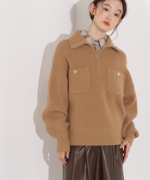 N.（N. Natural Beauty Basic）（エヌエヌナチュラルビューティーベーシック）の「ハーフジップオーバーニット（ニット/セーター・レディース・レッド/ネイビー/ベージュ・ﾌﾘ-）」の13枚目の写真