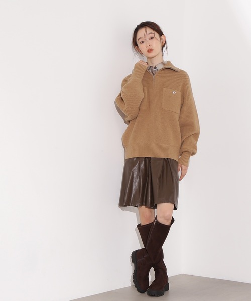 N.（N. Natural Beauty Basic）（エヌエヌナチュラルビューティーベーシック）の「ハーフジップオーバーニット（ニット/セーター・レディース・レッド/ネイビー/ベージュ・ﾌﾘ-）」の15枚目の写真