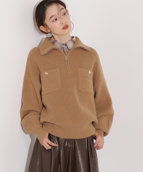 N.（N. Natural Beauty Basic）（エヌエヌナチュラルビューティーベーシック）の「ハーフジップオーバーニット（ニット/セーター・レディース・レッド/ネイビー/ベージュ・ﾌﾘ-）」の16枚目の写真