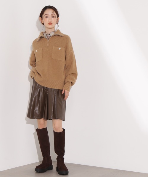 N.（N. Natural Beauty Basic）（エヌエヌナチュラルビューティーベーシック）の「ハーフジップオーバーニット（ニット/セーター・レディース・レッド/ネイビー/ベージュ・ﾌﾘ-）」の18枚目の写真