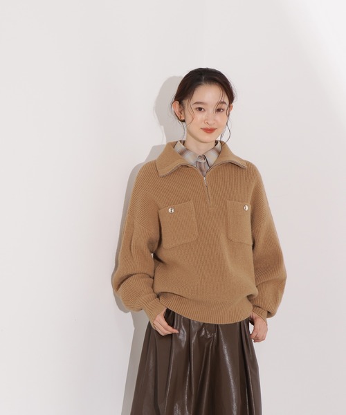 N.（N. Natural Beauty Basic）（エヌエヌナチュラルビューティーベーシック）の「ハーフジップオーバーニット（ニット/セーター・レディース・レッド/ネイビー/ベージュ・ﾌﾘ-）」の19枚目の写真