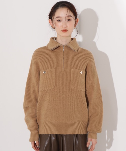 N.（N. Natural Beauty Basic）（エヌエヌナチュラルビューティーベーシック）の「ハーフジップオーバーニット（ニット/セーター・レディース・レッド/ネイビー/ベージュ・ﾌﾘ-）」の21枚目の写真