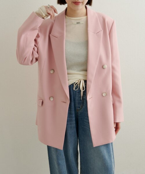 Omekashi（オメカシ）の「ダブルテーラードジャケット（テーラードジャケット・レディース・ピンク/ベージュ/チャコールグレー・FREE）」の10枚目の写真