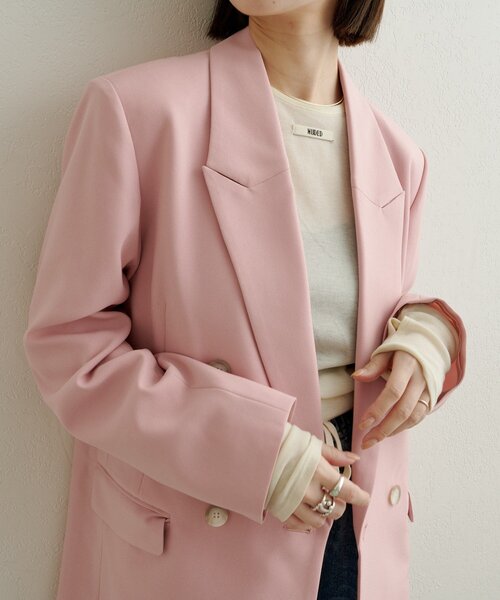 Omekashi（オメカシ）の「ダブルテーラードジャケット（テーラードジャケット・レディース・ピンク/ベージュ/チャコールグレー・FREE）」の16枚目の写真