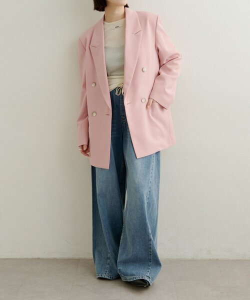 Omekashi（オメカシ）の「ダブルテーラードジャケット（テーラードジャケット・レディース・ピンク/ベージュ/チャコールグレー・FREE）」の17枚目の写真