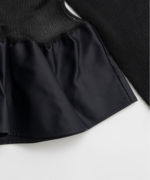 PRANK PROJECT(プランクプロジェクト)の「【Pre-Order】シアーコンビペプラムカーデ / Sheer Combine Peplum Cardigan(その他トップス・レディース・ベージュ/ブラック・FREE)」の8枚目の写真