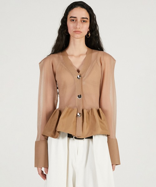 PRANK PROJECT(プランクプロジェクト)の「【Pre-Order】シアーコンビペプラムカーデ / Sheer Combine Peplum Cardigan(その他トップス・レディース・ベージュ/ブラック・FREE)」の18枚目の写真