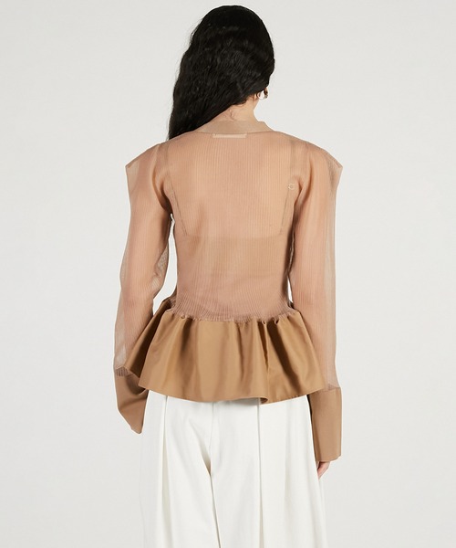 PRANK PROJECT(プランクプロジェクト)の「【Pre-Order】シアーコンビペプラムカーデ / Sheer Combine Peplum Cardigan(その他トップス・レディース・ベージュ/ブラック・FREE)」の16枚目の写真