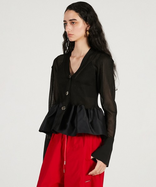 PRANK PROJECT(プランクプロジェクト)の「【Pre-Order】シアーコンビペプラムカーデ / Sheer Combine Peplum Cardigan(その他トップス・レディース・ベージュ/ブラック・FREE)」の13枚目の写真