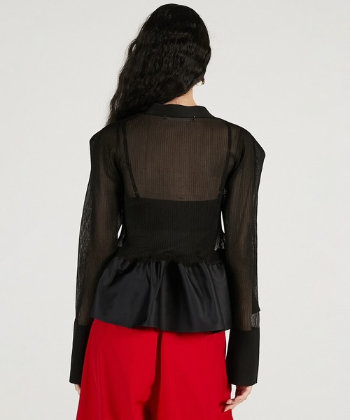 PRANK PROJECT(プランクプロジェクト)の「【Pre-Order】シアーコンビペプラムカーデ / Sheer Combine Peplum Cardigan(その他トップス・レディース・ベージュ/ブラック・FREE)」の12枚目の写真