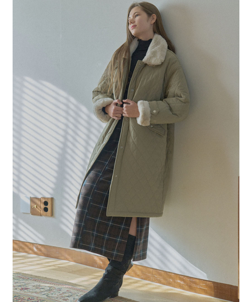 AVANT-G(アバン)の「Diamond Quilting Long Padding - BEIGE(ダウンジャケット/コート・レディース・ベージュ/グレー・FREE)」の3枚目の写真