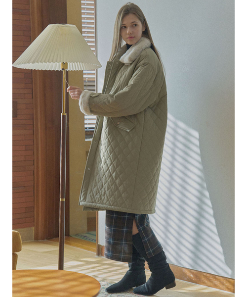 AVANT-G(アバン)の「Diamond Quilting Long Padding - BEIGE(ダウンジャケット/コート・レディース・ベージュ/グレー・FREE)」の4枚目の写真