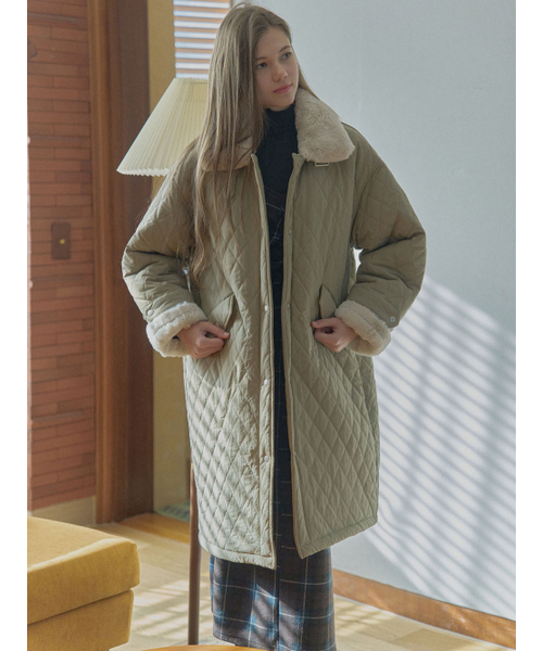 AVANT-G(アバン)の「Diamond Quilting Long Padding - BEIGE(ダウンジャケット/コート・レディース・ベージュ/グレー・FREE)」の6枚目の写真