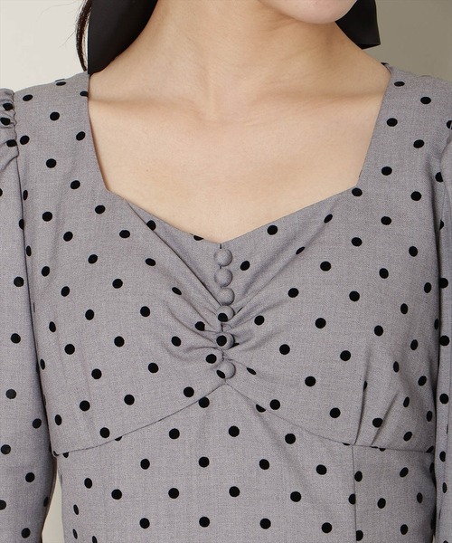 WILLSELECTION（ウィルセレクション）の「ドットフロッキーフレアワンピース（ワンピース・レディース・グレー系その他/ブラック系その他・FREE）」の6枚目の写真