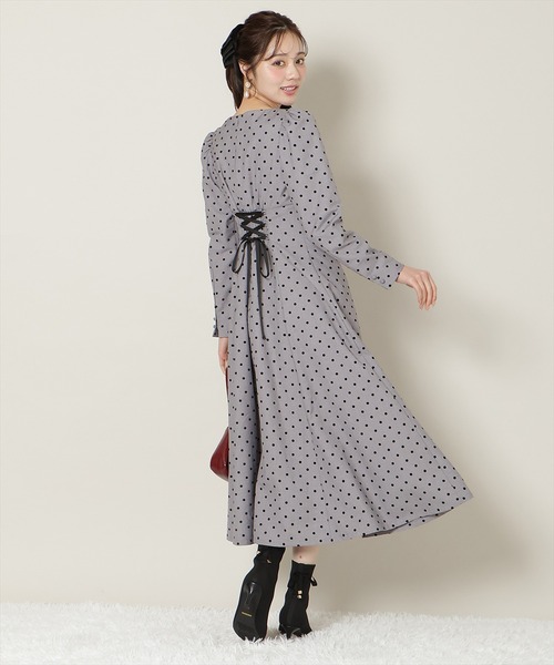 WILLSELECTION（ウィルセレクション）の「ドットフロッキーフレアワンピース（ワンピース・レディース・グレー系その他/ブラック系その他・FREE）」の4枚目の写真