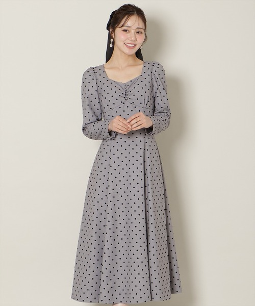 WILLSELECTION（ウィルセレクション）の「ドットフロッキーフレアワンピース（ワンピース・レディース・グレー系その他/ブラック系その他・FREE）」の5枚目の写真