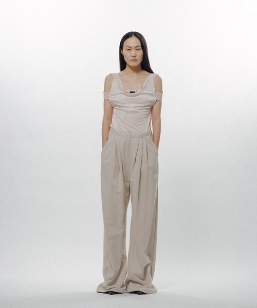 KEISUKEYOSHIDA（ケイスケヨシダ）の「Tuck Sweat Trousers（スウェットパンツ・レディース・ブラック/ベージュ・M/L）」の7枚目の写真