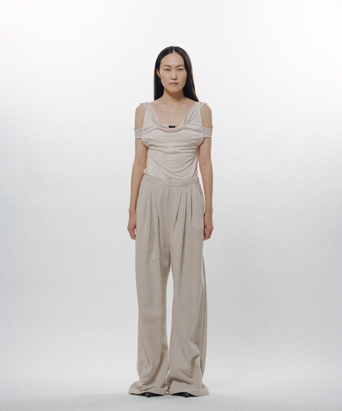KEISUKEYOSHIDA（ケイスケヨシダ）の「Tuck Sweat Trousers（スウェットパンツ・レディース・ブラック/ベージュ・M/L）」の8枚目の写真