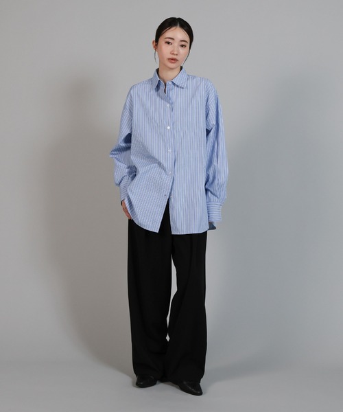 select MOCA Et（セレクトモカエト）の「【Et】2Way Striped Oversized Blouse（シャツ/ブラウス・レディース・ブルー/ベージュ・FREE）」の19枚目の写真