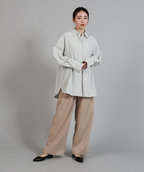 select MOCA Et（セレクトモカエト）の「【Et】2Way Striped Oversized Blouse（シャツ/ブラウス・レディース・ブルー/ベージュ・FREE）」の6枚目の写真