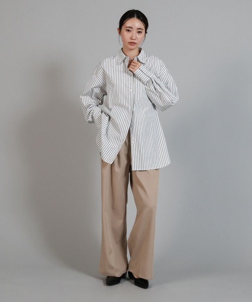 select MOCA Et（セレクトモカエト）の「【Et】2Way Striped Oversized Blouse（シャツ/ブラウス・レディース・ブルー/ベージュ・FREE）」の20枚目の写真