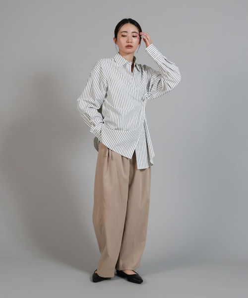 select MOCA Et（セレクトモカエト）の「【Et】2Way Striped Oversized Blouse（シャツ/ブラウス・レディース・ブルー/ベージュ・FREE）」の3枚目の写真