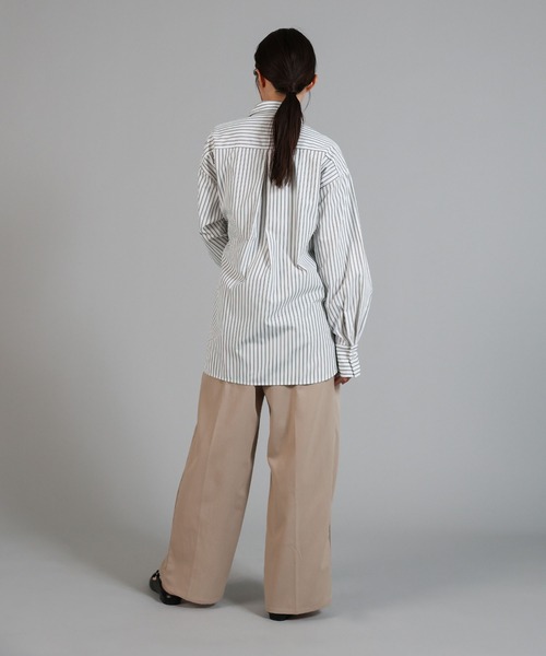 select MOCA Et（セレクトモカエト）の「【Et】2Way Striped Oversized Blouse（シャツ/ブラウス・レディース・ブルー/ベージュ・FREE）」の8枚目の写真