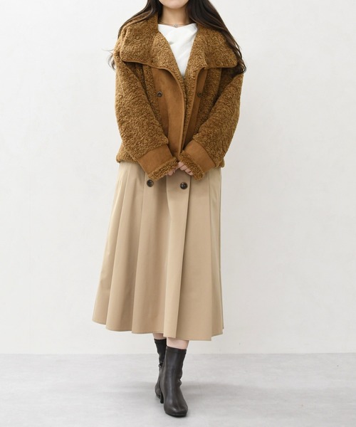 31 Sons de mode（トランテアン　ソン　ドゥ　モード）の「2025秋冬新作 一部店舗限定 ムートンライクボアショートコート（その他アウター・レディース・ブラウン/アイボリー・ﾌﾘ-）」の6枚目の写真