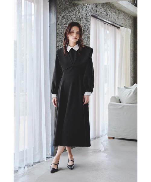 niana（ニアナ）の「レイヤードシャツワンピース 2点セット スーツ ビスチェ レディース フォーマル セレモニー 入学式 卒業式 成人式 七五三 お宮参り ママ（スーツスカート・レディース・チャコール/ブラック/ブルーグレー・S/M）」の4枚目の写真