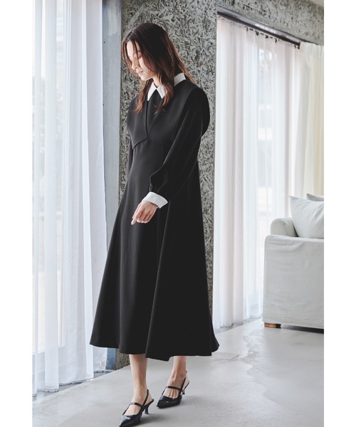 niana（ニアナ）の「レイヤードシャツワンピース 2点セット スーツ ビスチェ レディース フォーマル セレモニー 入学式 卒業式 成人式 七五三 お宮参り ママ（スーツスカート・レディース・チャコール/ブラック/ブルーグレー・S/M）」の6枚目の写真