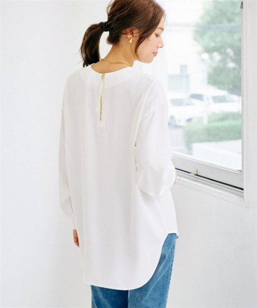 nissen（ニッセン）の「バックファスナージョーゼットトップス（Tシャツ/カットソー・レディース・ブラック/オフホワイト・S/M/L/LL）」の7枚目の写真