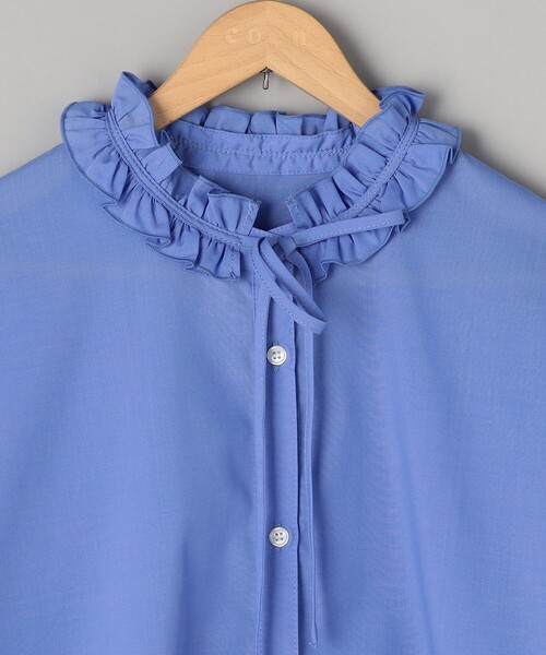 coen(コーエン)の「【イージーケア】フリルネックシャツ(シャツ/ブラウス・レディース・その他1/オフホワイト/ライトブルー/その他3・L/M)」の15枚目の写真