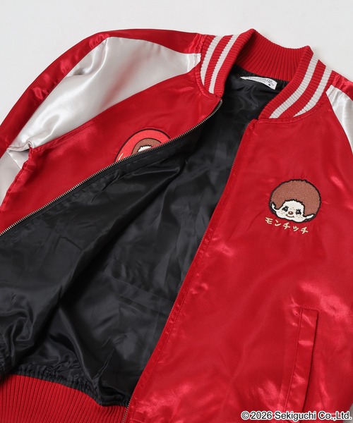 FUNALIVE（ファンアライブ）の「モンチッチ刺繍スカジャン（スカジャン・レディース・ブラック×シルバー/レッド系その他・M/L/LL）」の5枚目の写真