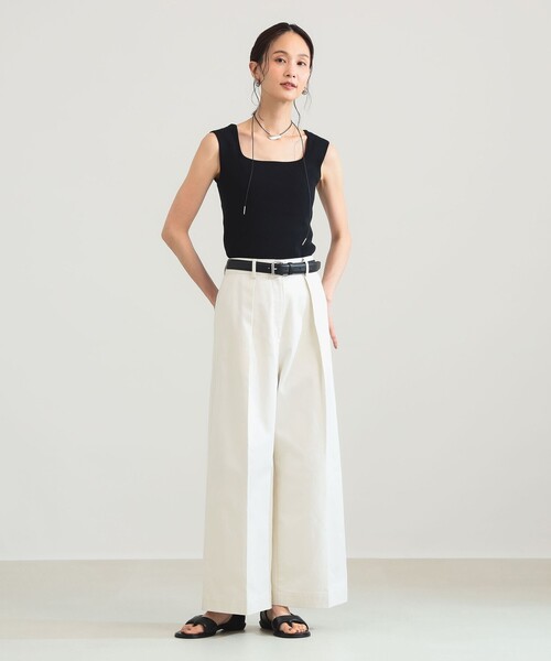 Demi-Luxe BEAMS(デミルクス ビームス)の「タック チノ ワイドパンツ(チノパンツ・レディース・オフホワイト/ベージュ・36/38)」の5枚目の写真