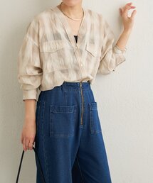Omekashi | シアーチェックカラーレスブラウス(シャツ/ブラウス)