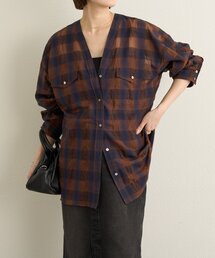 Omekashi | シアーチェックカラーレスブラウス(シャツ/ブラウス)