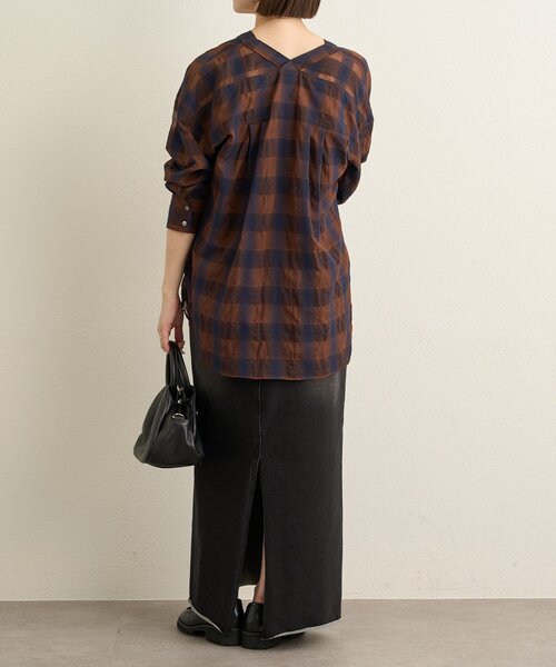 Omekashi（オメカシ）の「シアーチェックカラーレスブラウス（シャツ/ブラウス・レディース・ブラウン/ベージュ・FREE）」の17枚目の写真