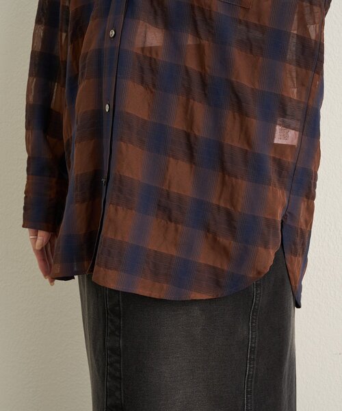 Omekashi（オメカシ）の「シアーチェックカラーレスブラウス（シャツ/ブラウス・レディース・ブラウン/ベージュ・FREE）」の12枚目の写真