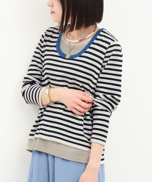 NOLLEY’S（ノーリーズ）の「レイヤード風ニットプルオーバー（ニット/セーター・レディース・グレー系その他/ホワイト系その他・38）」の2枚目の写真