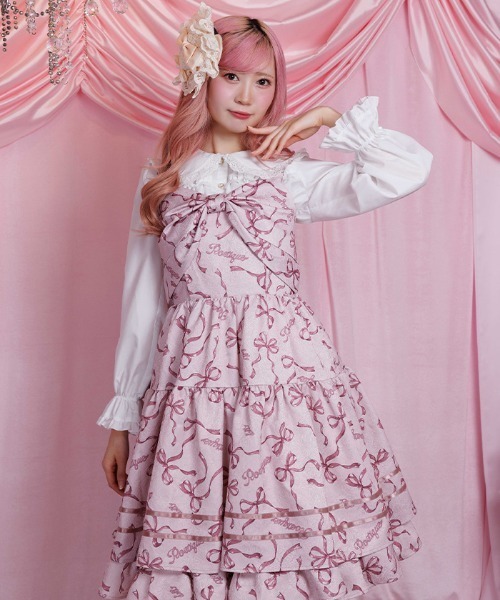 【axes femme poetique】 リボン柄ドールjsk リボン柄ドールジャンパースカート | POETIQUE | axes femme 公式
