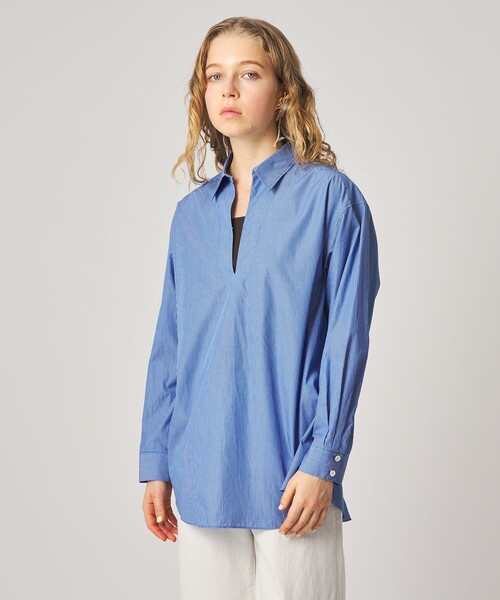 Steven Alan(スティーブンアラン)の「<Steven Alan>コットン スキッパー シャツ(シャツ/ブラウス・レディース・オフホワイト/コバルトブルー/ダークグレー・M/S)」の3枚目の写真