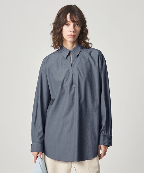 Steven Alan(スティーブンアラン)の「<Steven Alan>コットン スキッパー シャツ(シャツ/ブラウス・レディース・オフホワイト/コバルトブルー/ダークグレー・M/S)」の1枚目の写真