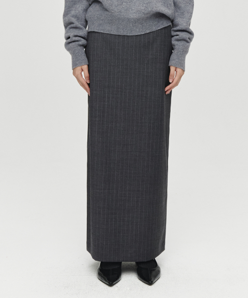 HEUTE(ホイテ)の「CLASSIC STRIPE SKIRT (CHARCOAL)(スカート・レディース・チャコール・FREE)」の1枚目の写真
