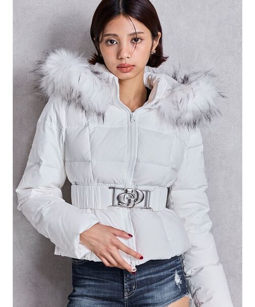 極美品❤️近年モデル　GYDA ジェイダ　ダウンコート　ファー　フード　ホワイト 楽天市場】GYDA ジェイダ ダウン ジャケット ロング GD ベルト付き