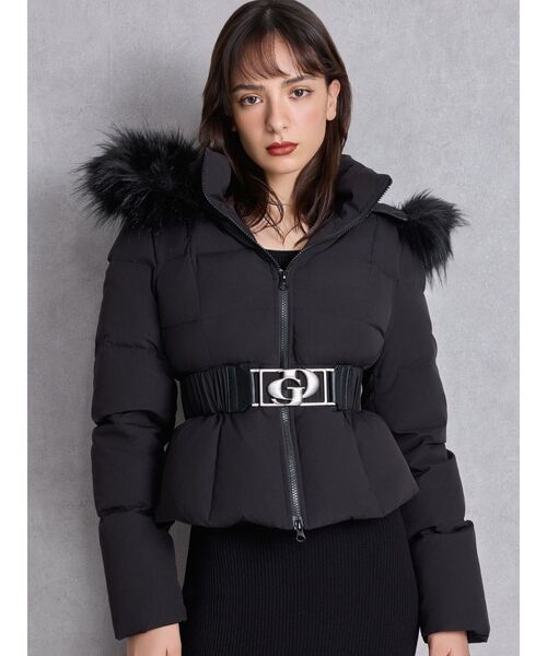 GYDA（ジェイダ）の「GDベルト付きショートダウンコート（ダウンジャケット/コート・レディース・ブラック/オフホワイト・FREE）」の18枚目の写真