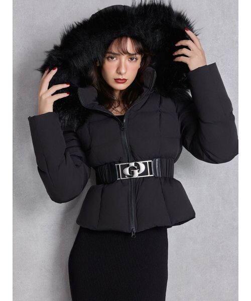 GYDA（ジェイダ）の「GDベルト付きショートダウンコート（ダウンジャケット/コート・レディース・ブラック/オフホワイト・FREE）」の19枚目の写真